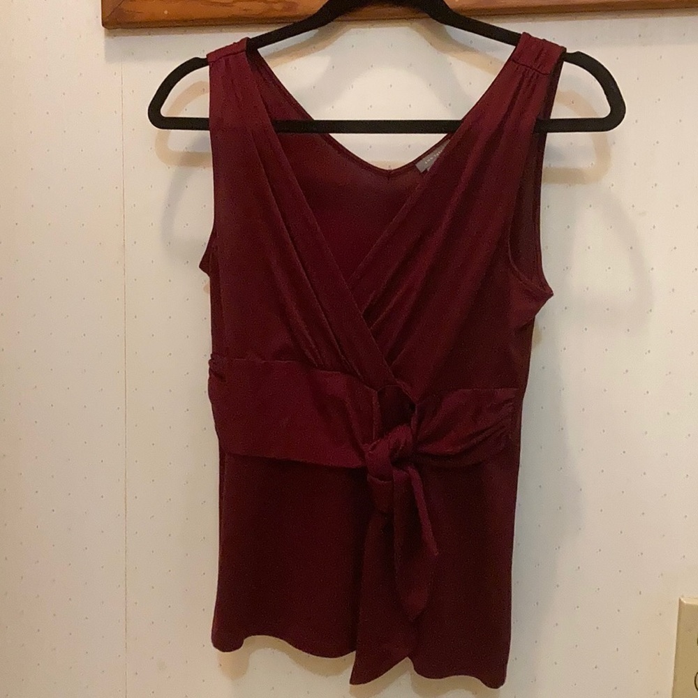 Ann Taylor maroon sleeveless tie top